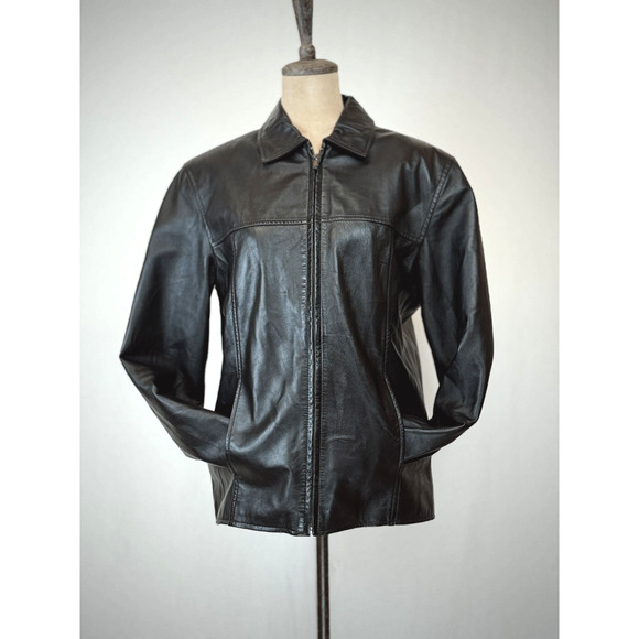 Fionte Italian Black Leather Mens Bomber Jacket XS #1-0164 Italy - Picture 2 of 13